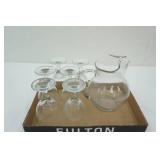 Glass Water Pitcher and 6 Glasses