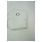 2 White Panel Curtains and 1 White Towel