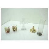 Crystal Cross 10" tall, vase, Shrek Glasses, Brass Base