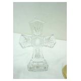 Crystal Cross 10" tall, vase, Shrek Glasses, Brass Base