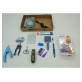 Pet Care Lot: Clippers, comb, toothbrush, toothpaste, toys, bark collar and more