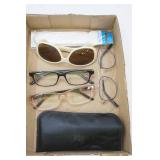 glasses, sunglasses, eyeglasses cord, case
