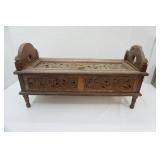 Vintage/Antique Hand-Carved Wooden Bench
