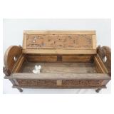 Vintage/Antique Hand-Carved Wooden Bench