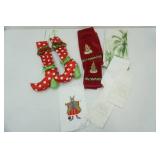 Holiday Hand Towels, Palm Tree Hand Towels, linen handkerchiefs, decorative Christmas Boots