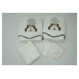 Tiger Bath Towels (2ct), White Hand Towel and White Washcloths (2ct)