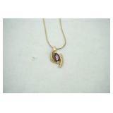 Ruby & Diamond Necklace 14K gold chain