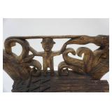 Hand-Carved Wooden Boat 34" long by approx. 18" tall