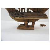 Hand-Carved Wooden Boat 34" long by approx. 18" tall