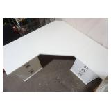 White Wood Corner Desk with File Cabinets & Drawers