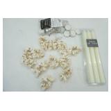 Sea Shell Bracelets, tea light candles and 6 pc taper candles