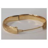14K Gold Engraved Hinged Bangle Bracelet