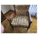 Pair of Vintage Armchairs with Cane Detailing and Floral Upholstery