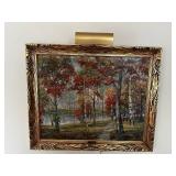 Wallace E. Howard Landscape Oil Painting in Ornate Gold Frame