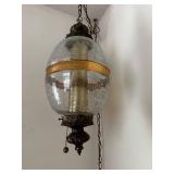 Vintage Glass Pendant Ceiling Light with Brass Accents