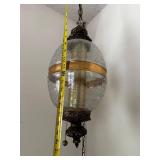 Vintage Glass Pendant Ceiling Light with Brass Accents