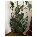 Tall Artificial Monstera Plant in Ornate Brass Planter