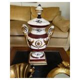 Set of Vintage Decor Items: Urn-Shaped Lamp, Ornate Wall Sconce, and Oval Mirror