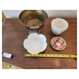 Collection of Decorative Bowls and Plates including Brass Pedestal Bowl