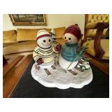 Lenox Winter Snowman Figurine with Skiing Design