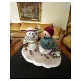 Lenox Winter Snowman Figurine with Skiing Design