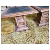 Pair of Vintage Style Wooden Side Tables with Slate Tops