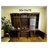 Mid-Century Ethan Allen Solid Wood Bookcase and Hutch Cabinet