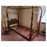 Vintage Ethan Allen Canopy Bed with Removable Top and Matching Finials