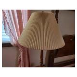 Vintage Wooden Floor Lamp with Pleated Shade