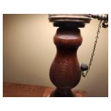 Vintage Wooden Table Lamp with Frosted Glass Shade