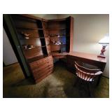 Ethan Allen Wooden Corner Desk with Hutch and Chair Set