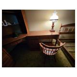 Ethan Allen Wooden Corner Desk with Hutch and Chair Set