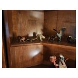 Set of Animal Figurines and Chrome Bell Lamp Finial