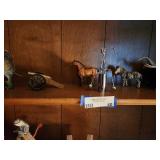 Set of Animal Figurines and Chrome Bell Lamp Finial