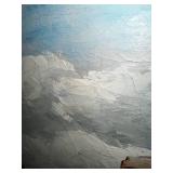 Large Framed Oil Painting of Rustic Castle Scene by E. Taner