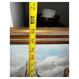 Large Framed Oil Painting of Rustic Castle Scene by E. Taner