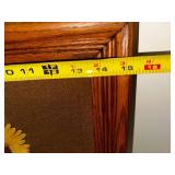 Vintage Embroidered Sunflower Wall Art with Oak Frame
