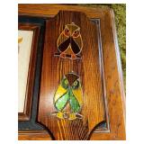 Vintage Owl-Themed Embroidery and Stained Glass Wall Art