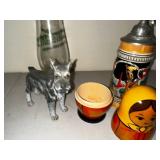 Collection of 4 Unique Decorative Items Including German Beer Stein