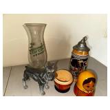 Collection of 4 Unique Decorative Items Including German Beer Stein