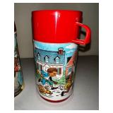 Set of 3 Vintage Aladdin Thermos Bottles with Classic Designs