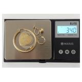 14K Gold Jewelry Assortment Including Hoop Earrings and Heart Pendant