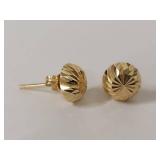 Pair of 14k Yellow Gold Textured Ball Stud Earrings