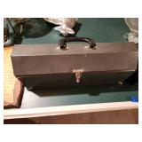 Metal Toolbox with Assorted Screwdrivers and Metric Socket Set