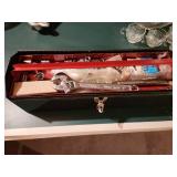 Vintage Metal Tool Box with Assorted Hand Tools