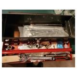 Vintage Metal Tool Box with Assorted Hand Tools