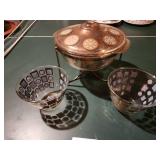 Mid-Century Modern Chip and Dip Serving Set with Metal Stand