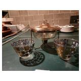 Mid-Century Modern Chip and Dip Serving Set with Metal Stand