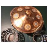 Mid-Century Modern Chip and Dip Serving Set with Metal Stand