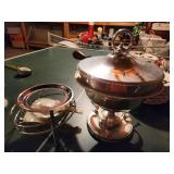 Elegant Silver-Plated Chafing Dish with Stand and Lid